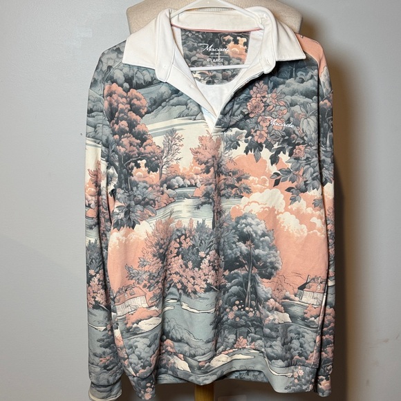 Macade women’s Vintage-Inspired golf Cardigan with Scenic Print - Picture 1 of 7
